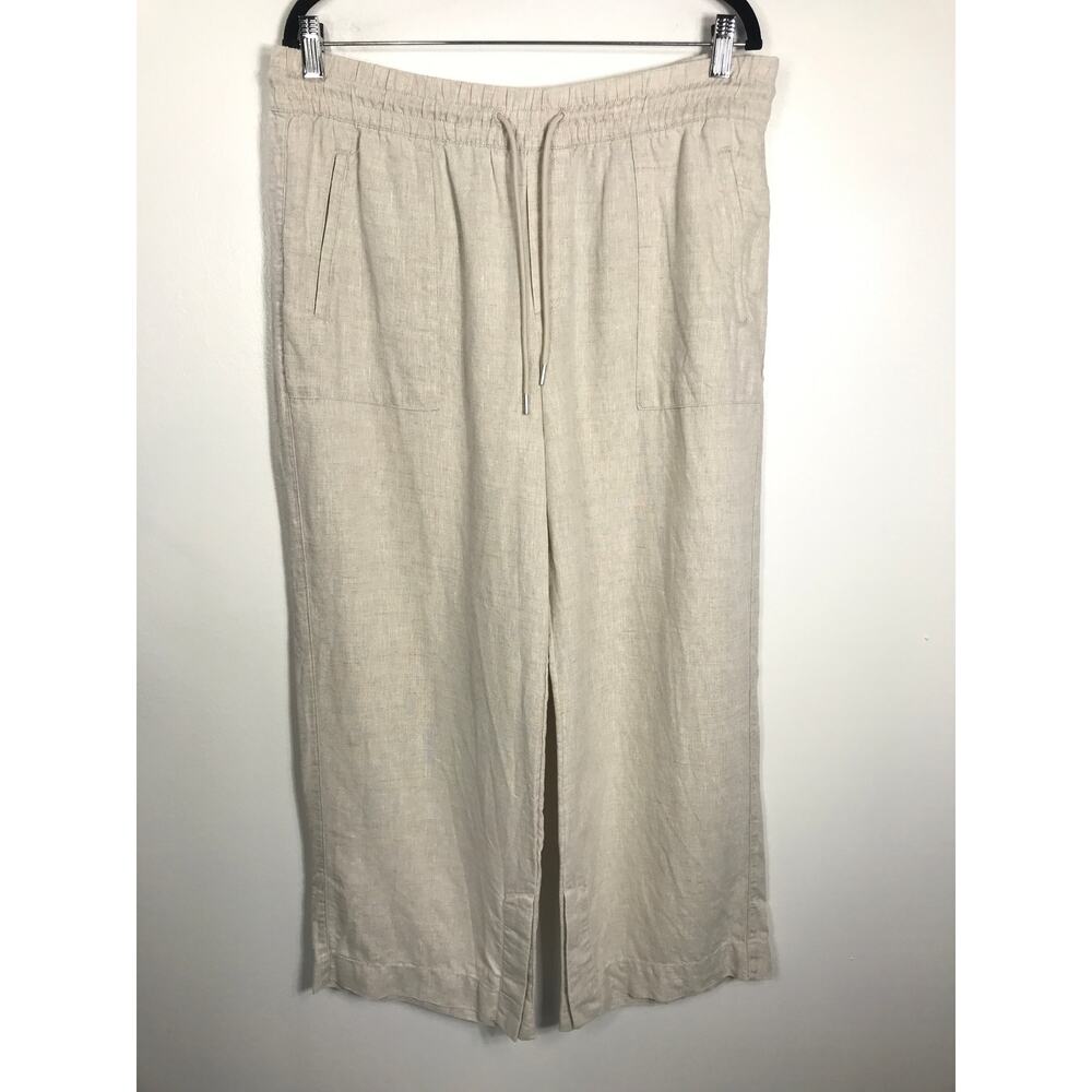 Athleta Linen Wide Leg Pants, Large Petite
